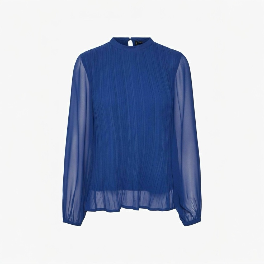 New Vero Moda KLASI plisse long sleeve blouse - Cobalt Blue Size 18W Stitch Fix